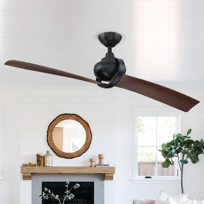 54" Shellcove Modern DC Motor Downrod Mount Reversible Ceiling Fan with Remote Control Electric Fans for Household Purposes - ParrotUncle