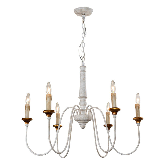 6-Light French Country Candle-Style Chandelier in Distressed — ParrotUncle