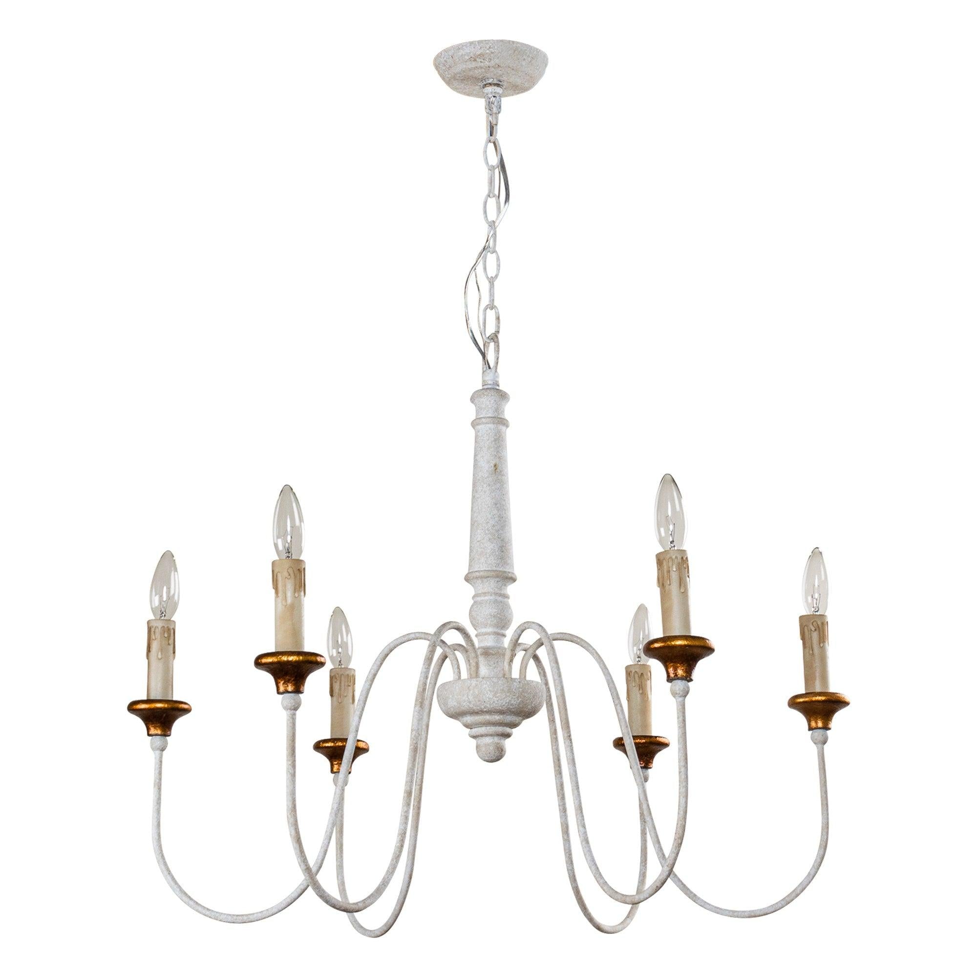 6-Light French Country Candle-Style Chandelier in Distressed - ParrotUncle