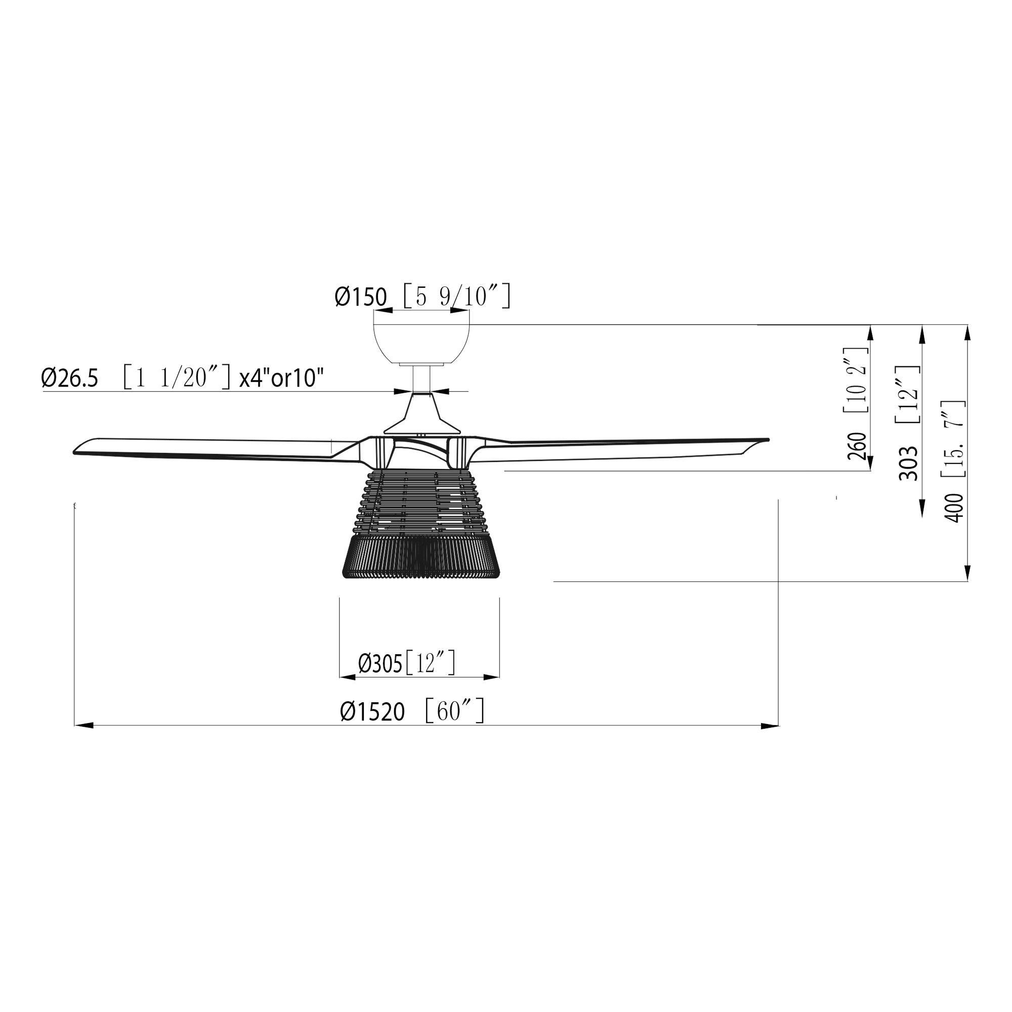 60" Farmhouse Downrod Mount Reversible Ceiling Fan with Lighting and Remote Control - ParrotUncle