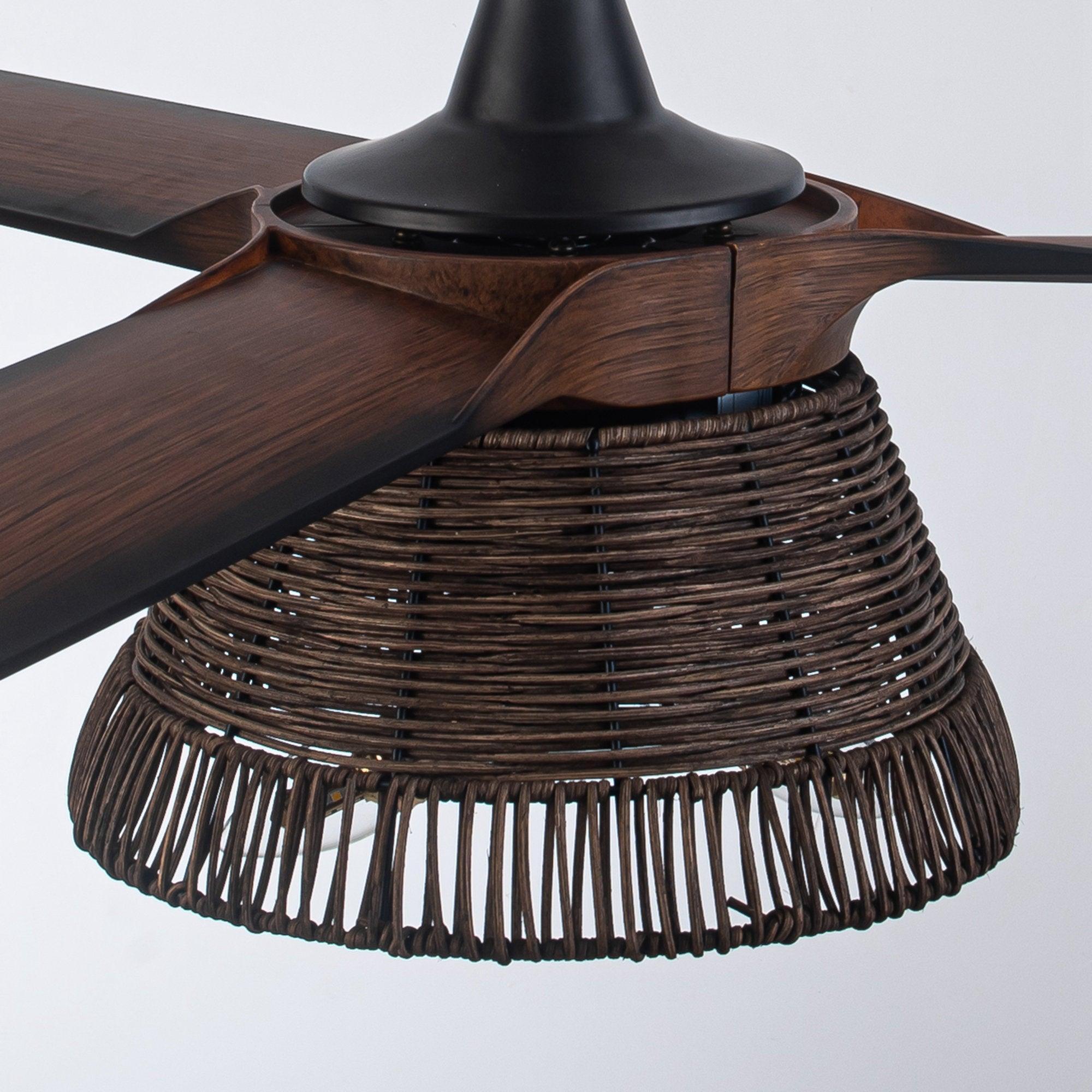 60" Farmhouse Downrod Mount Reversible Ceiling Fan with Lighting and Remote Control - ParrotUncle