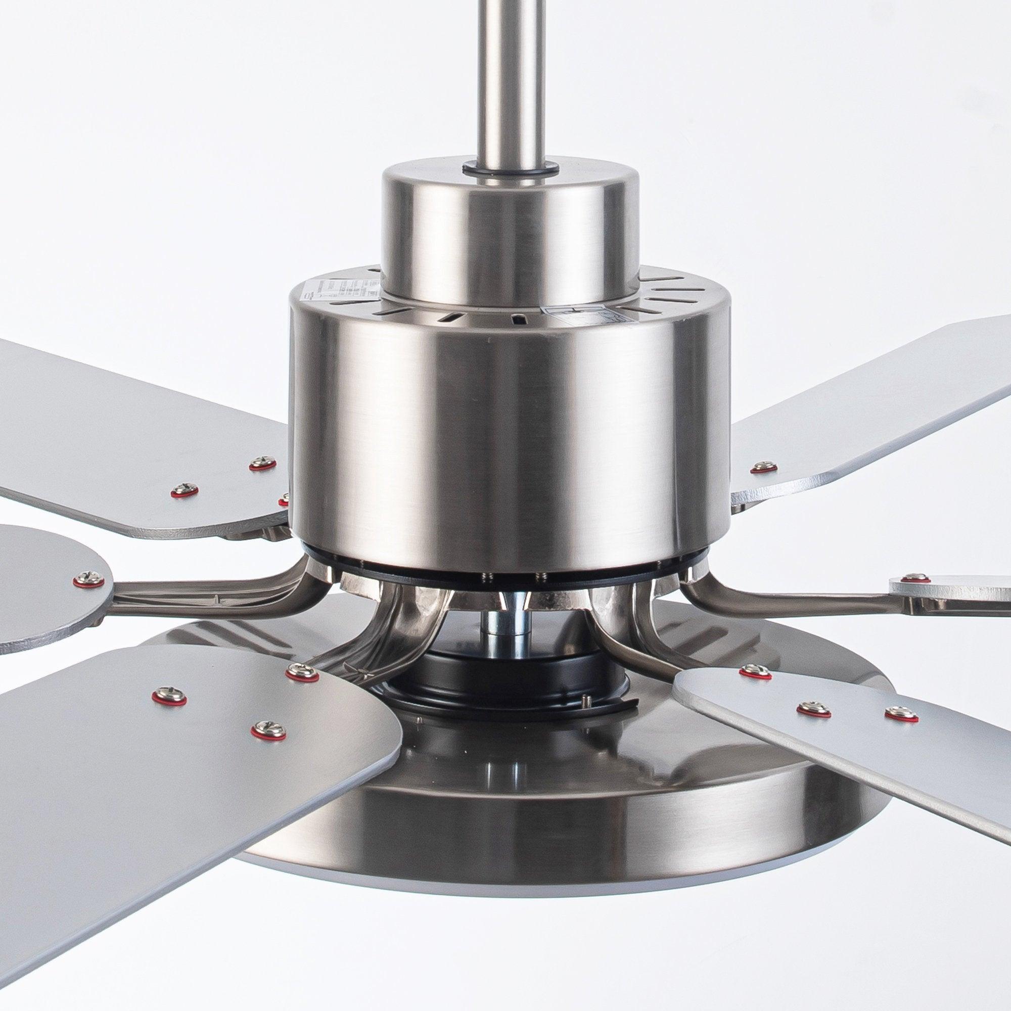 60" Lucknow Modern Satin Nickel DC Motor Downrod Mount Reversible Ceiling Fan with Lighting and Remote Control - ParrotUncle