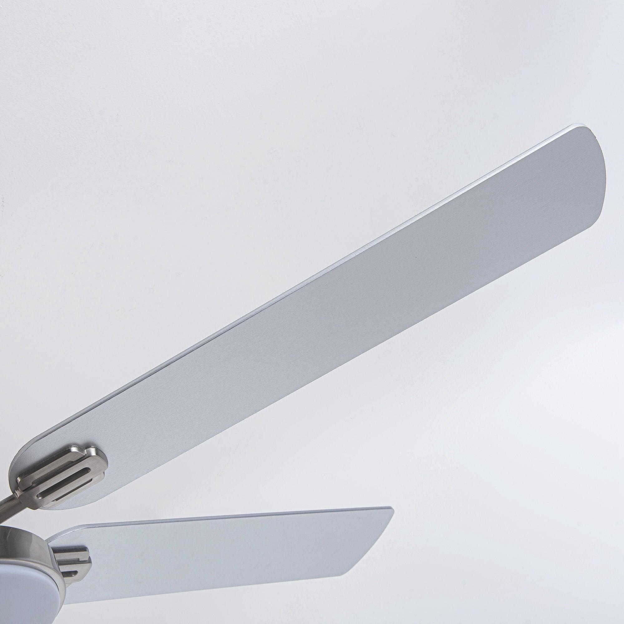60" Lucknow Modern Satin Nickel DC Motor Downrod Mount Reversible Ceiling Fan with Lighting and Remote Control - ParrotUncle