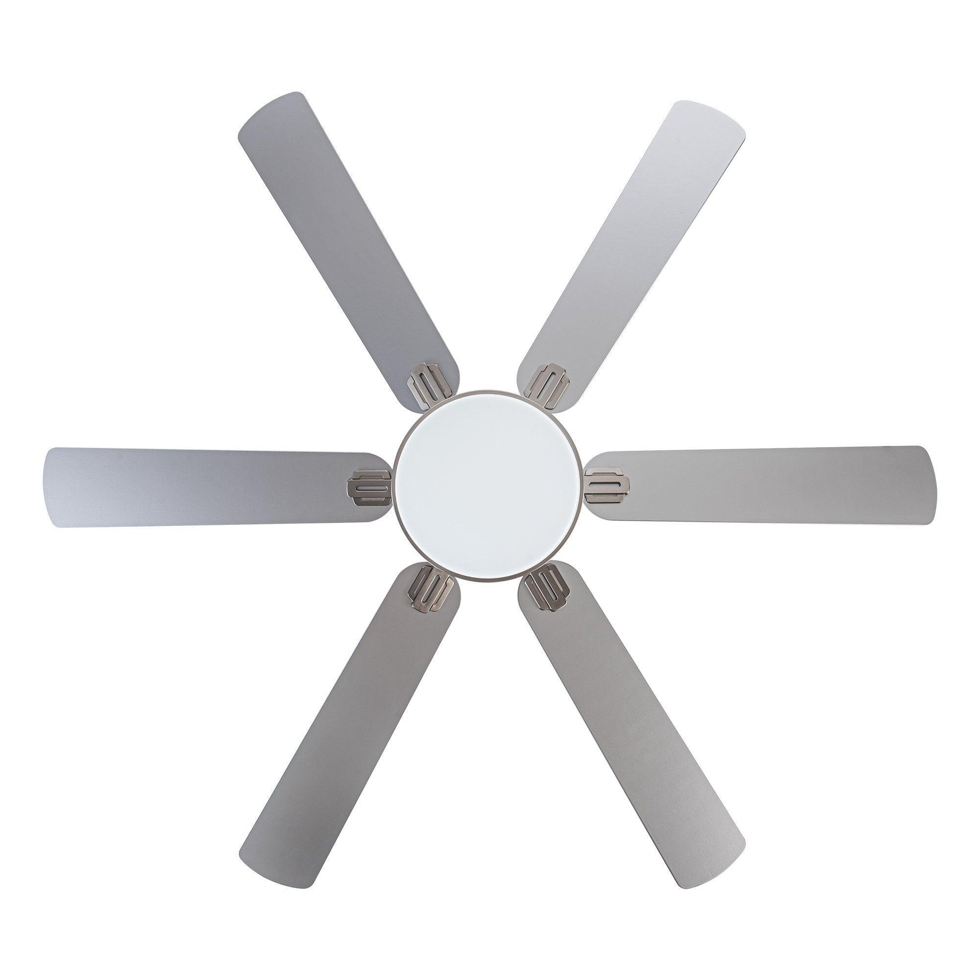 60" Lucknow Modern Satin Nickel DC Motor Downrod Mount Reversible Ceiling Fan with Lighting and Remote Control - ParrotUncle