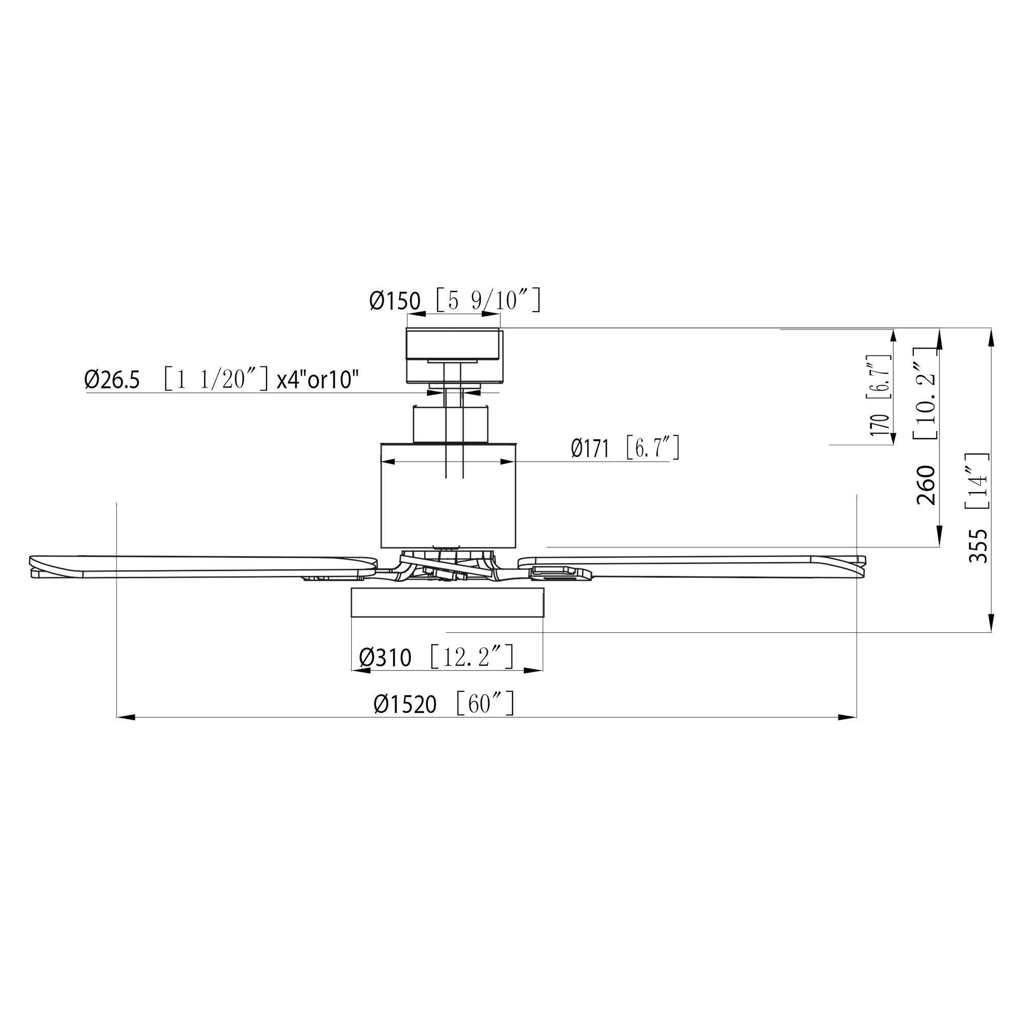 60" Modern DC Motor Downrod Mount Reversible Ceiling Fan with Lighting and Remote Control - ParrotUncle