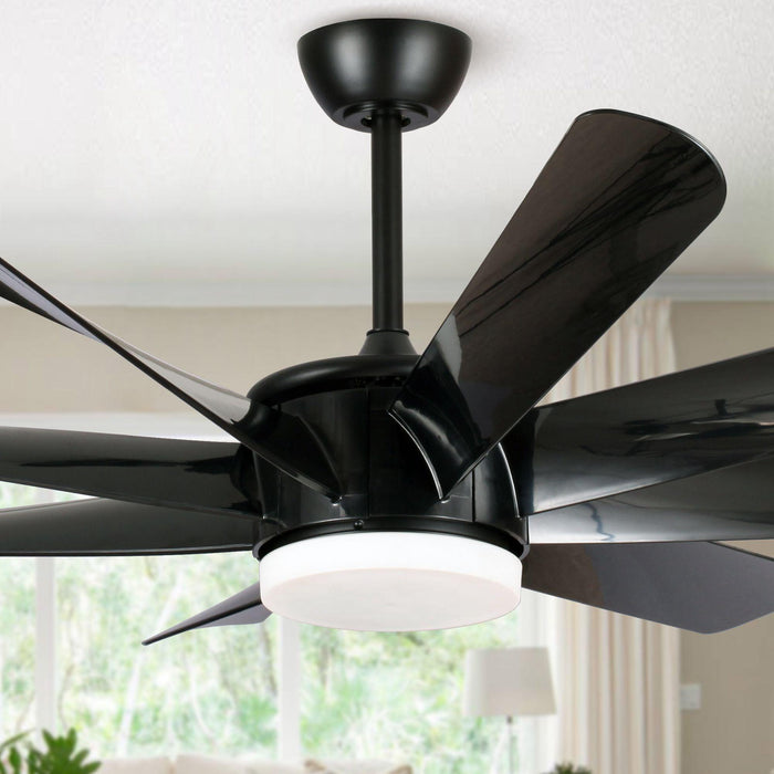 Ventilador de techo de 60 pulgadas con luz y control remoto, ventiladores  de techo grandes y modernos de color negro, cuchillas reversibles de 3