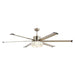 65" Modern Brushed Nickel DC Motor Downrod Mount Reversible Ceiling Fan with Lighting and Remote Control - ParrotUncle
