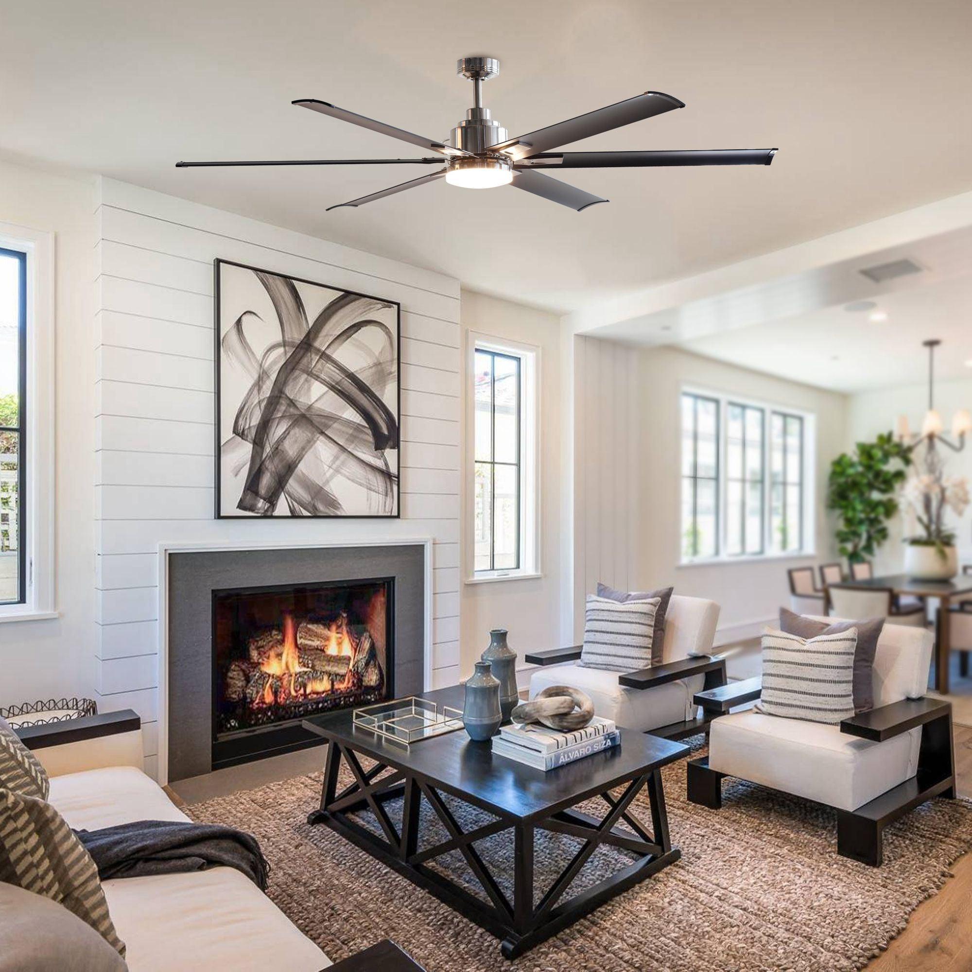 72" Bankston Modern DC Motor Downrod Mount Reversible Ceiling Fan with Lighting and Remote Control - ParrotUncle