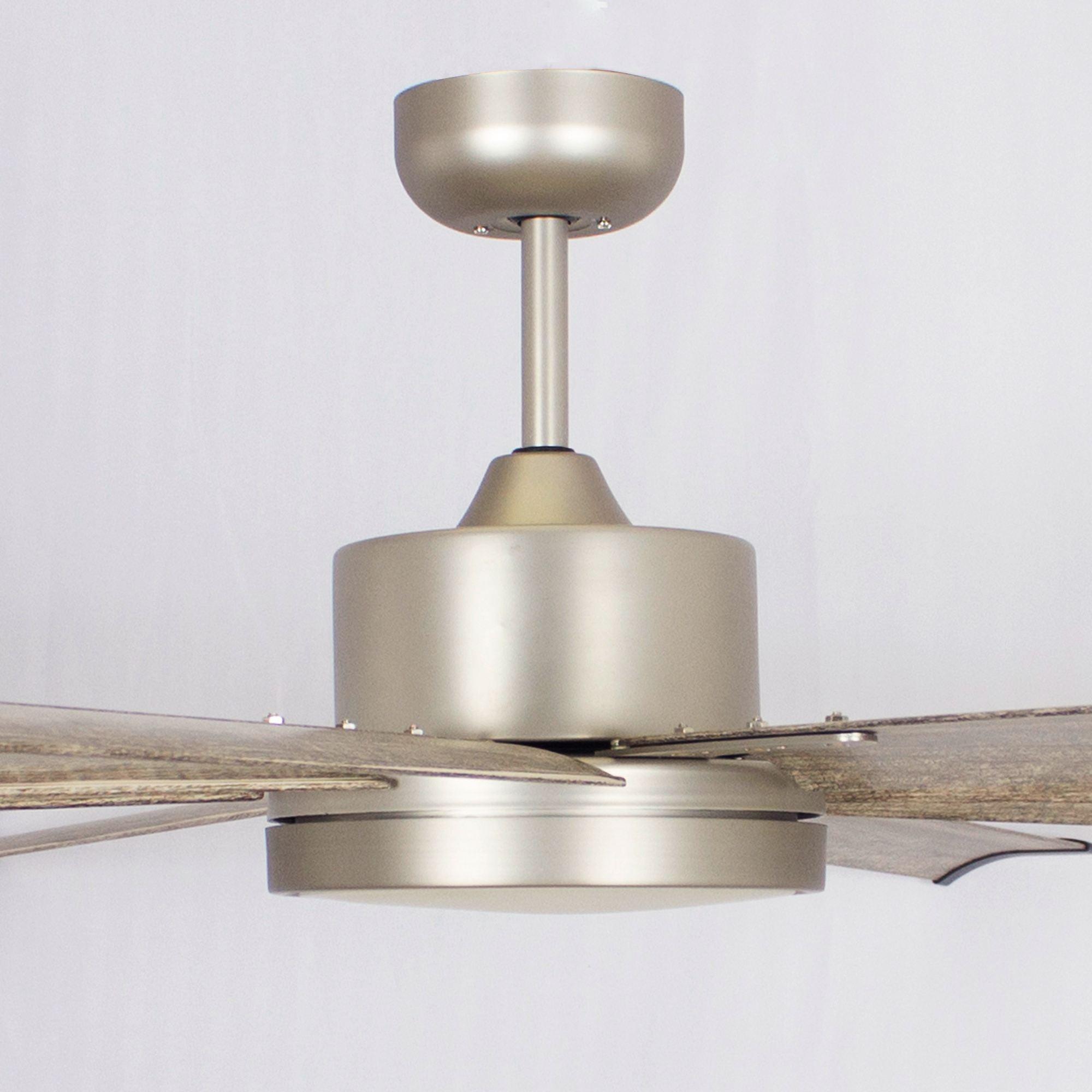 72" Bankston Modern Satin Nickel DC Motor Downrod Mount Ceiling Fan with LED Lighting and Remote Control - ParrotUncle