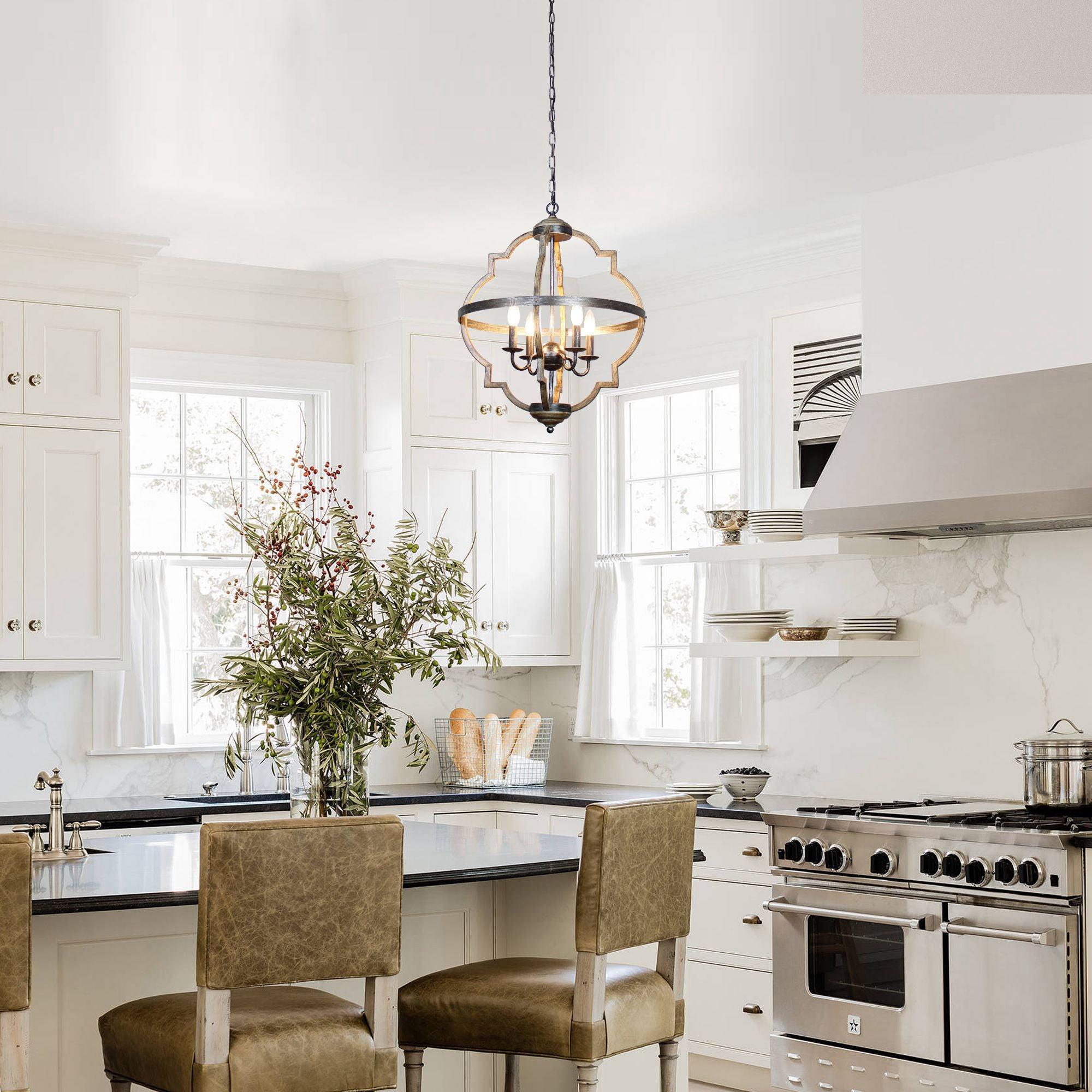 Bennington 4-Light Brown Wood Chandelier - ParrotUncle