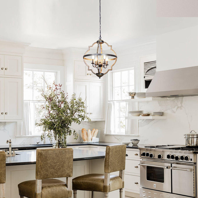 Bennington 4-Light Brown Wood Chandelier - ParrotUncle