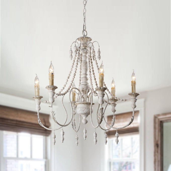 Billiter 6-Light Wood Gray Chandelier - ParrotUncle