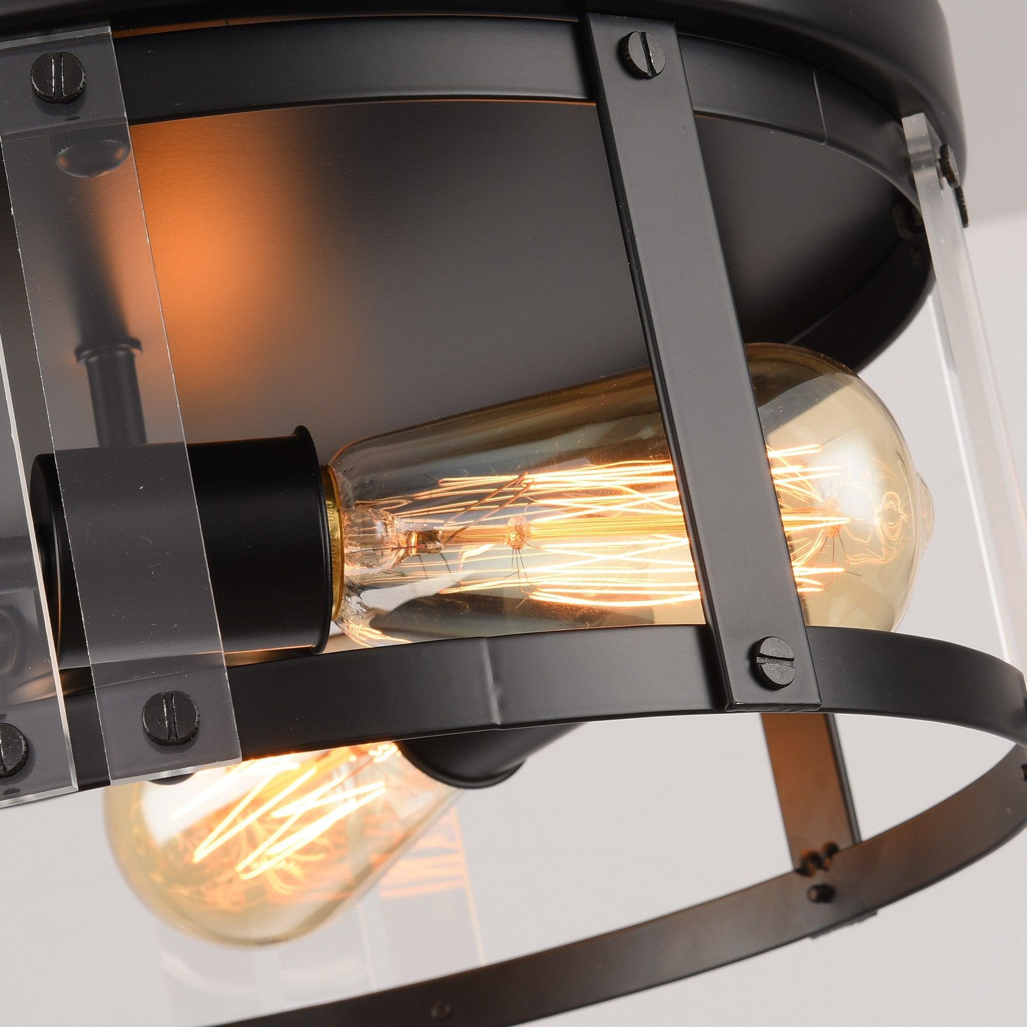 Black 3-Light Farmhouse Flush Mount Ceiling Light - ParrotUncle