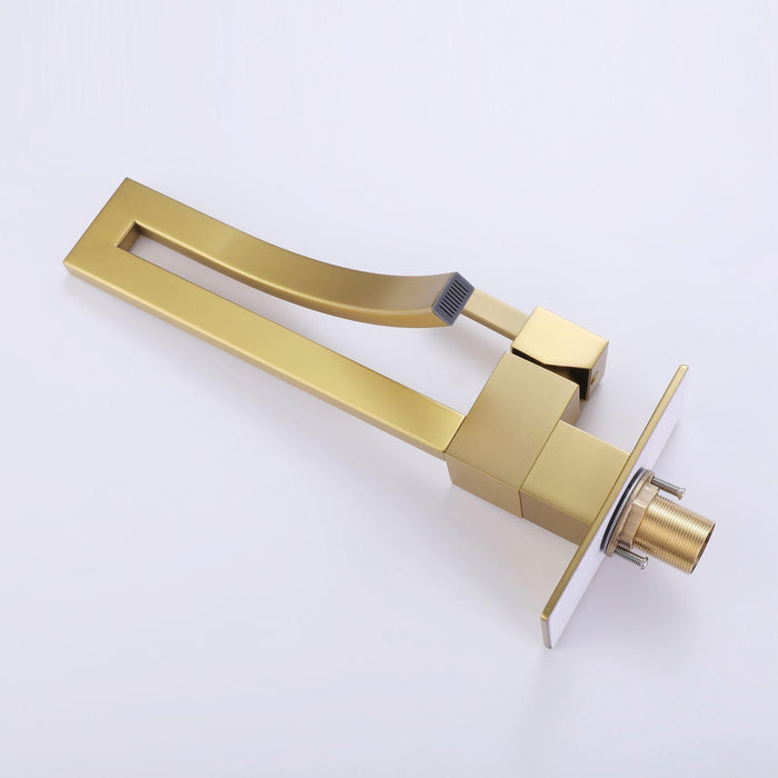Brushed Gold Square Single Hole Single Handle Bathroom Faucet - ParrotUncle