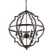 Cambon 6-Light Distressed Black and Brushed Wood Lantern Geometric Chandelier - ParrotUncle