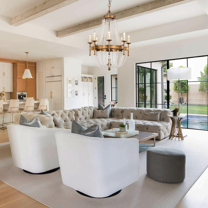 Lámpara de araña estilo imperio Chappell de 8 luces, estilo rústico dorado - ParrotUncle