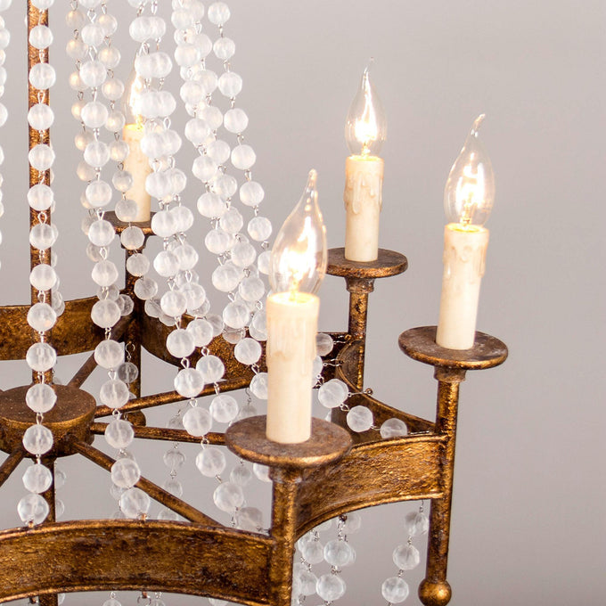 Chappell 8-Light Rustic Gold Candle Style Empire Chandelier - ParrotUncle