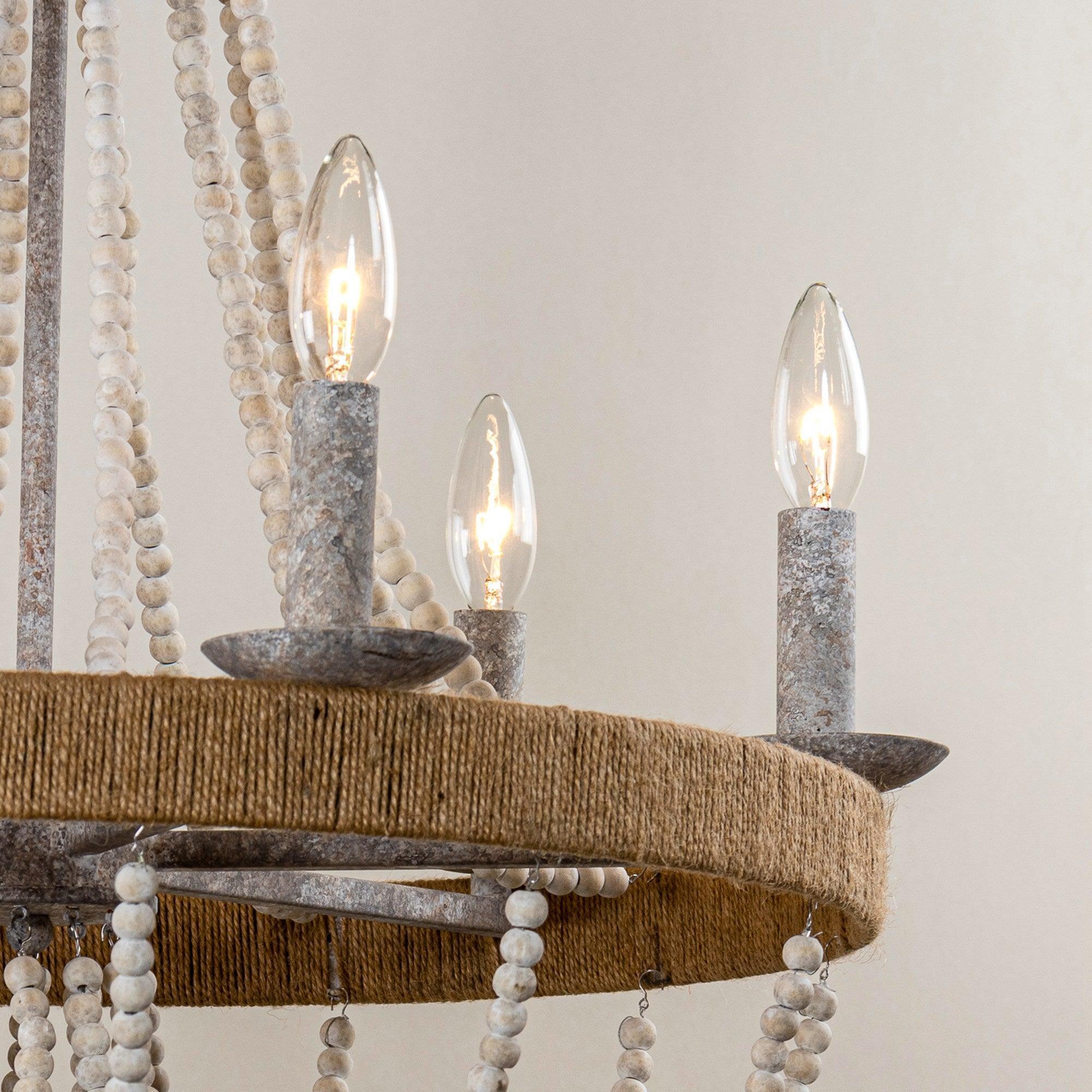 Chokio 6-Light Wood Bead Chandelier - ParrotUncle