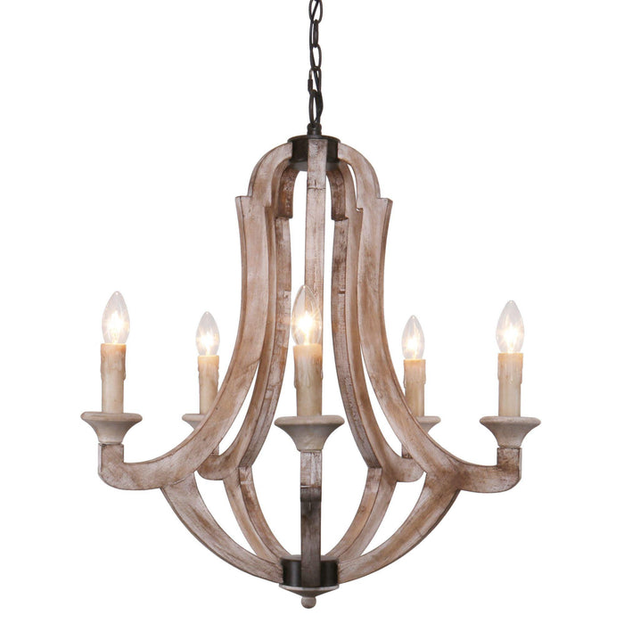 Christman 5-Light Wood Candle Style Empire Chandelier - ParrotUncle
