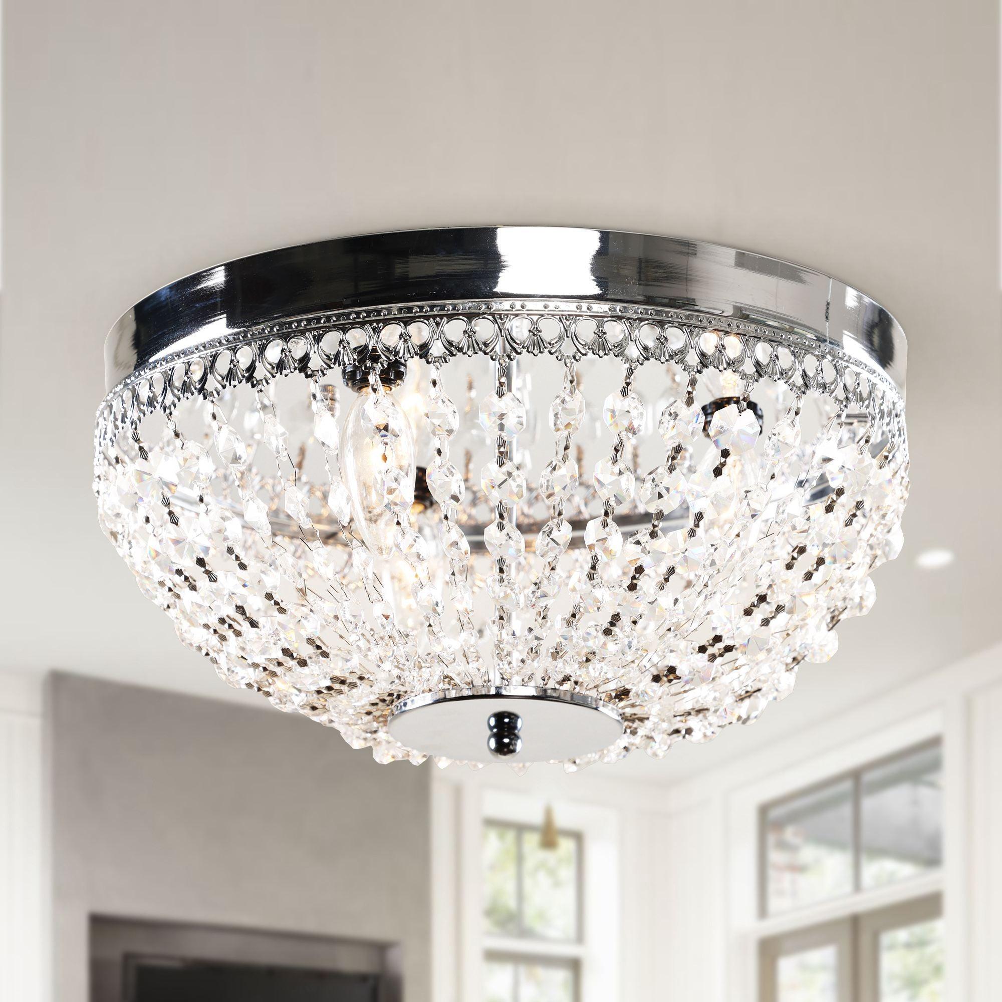 Erhard 13 in. 3-Light Chrome Flush Mount Light - ParrotUncle