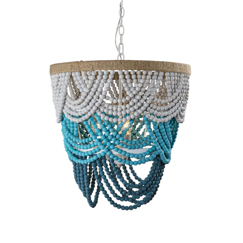 Lámpara de araña Hatfield de 4 luces estilo bohemio con cuentas de madera