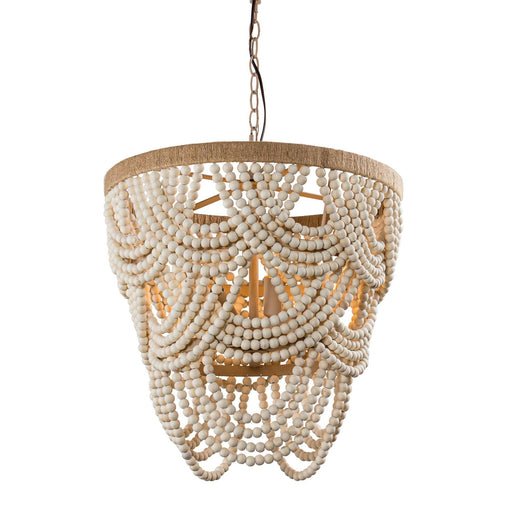 Hatfield 4-Light Bohemia Style Ombre Wood Beaded Tiered Chandelier - ParrotUncle