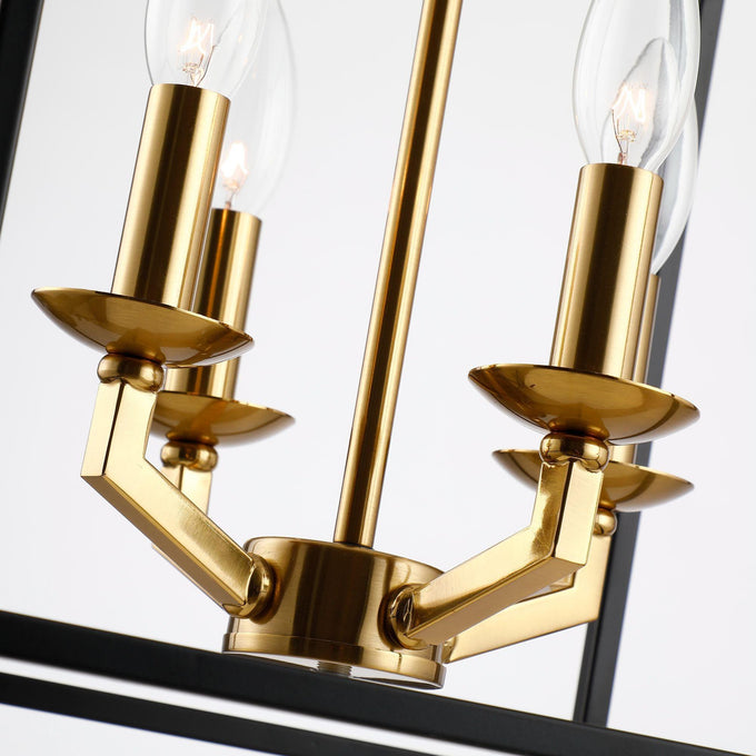 Haymarket 4-Light Matt Black and Golden Caged Chandelier - ParrotUncle