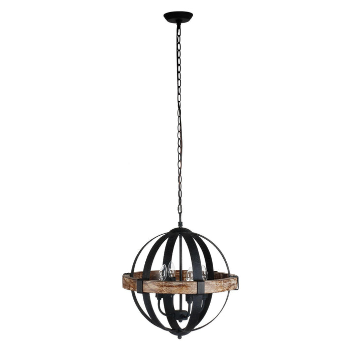 Landwehr 4-Light Candle Style Globe Chandelier with Wood Accents - ParrotUncle