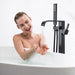 Matte Black Single Handle Floor Mounted Freestanding Tub Filler - ParrotUncle