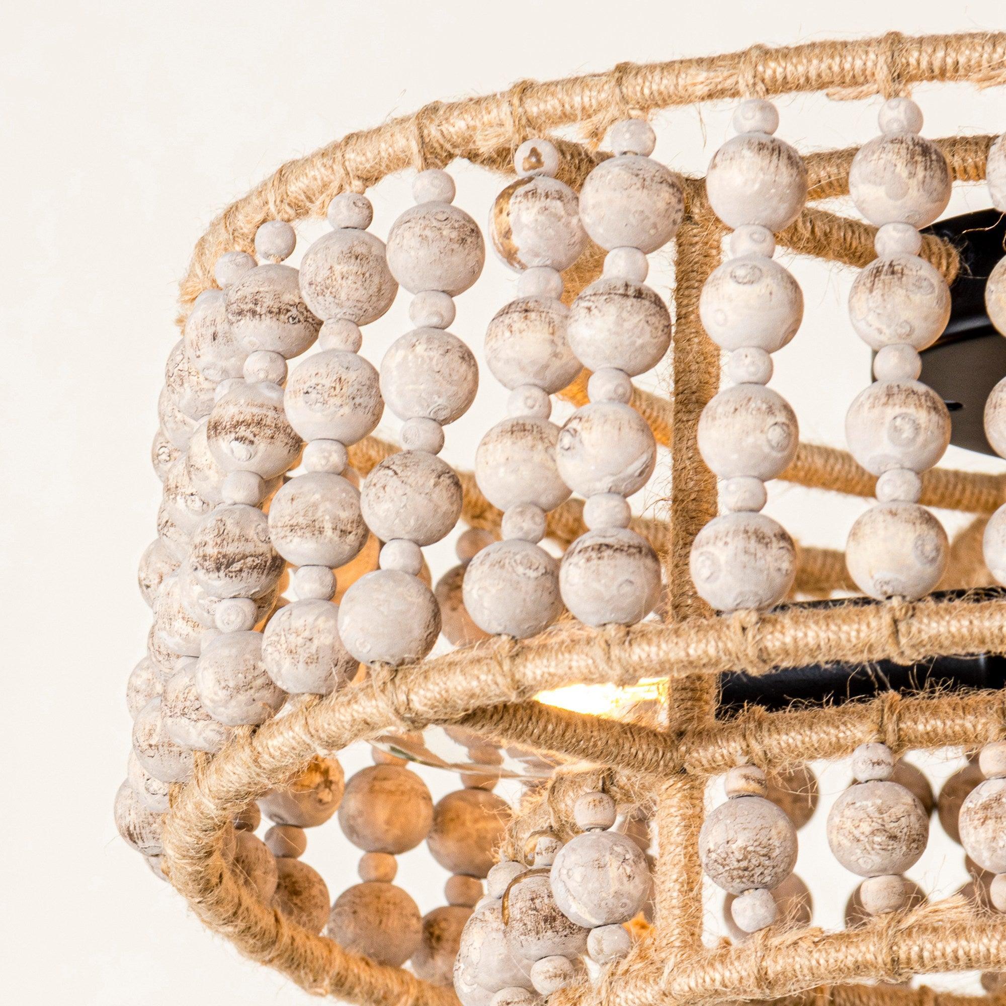 Parrot Uncle 3-Light Wood Beaded Flush Mount Ceiling Lights - ParrotUncle