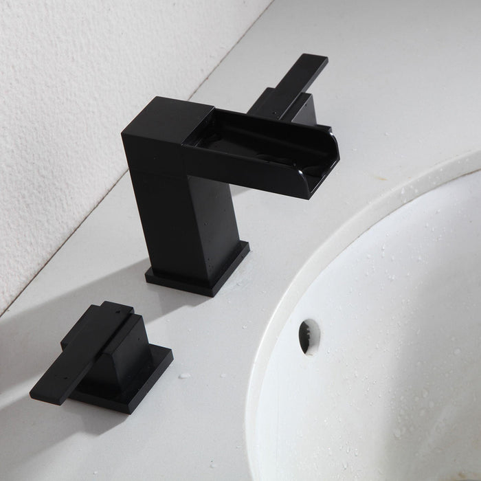Parrot Uncle Matte Black 2-handle Widespread High-arc Bathroom Sink Faucet - ParrotUncle