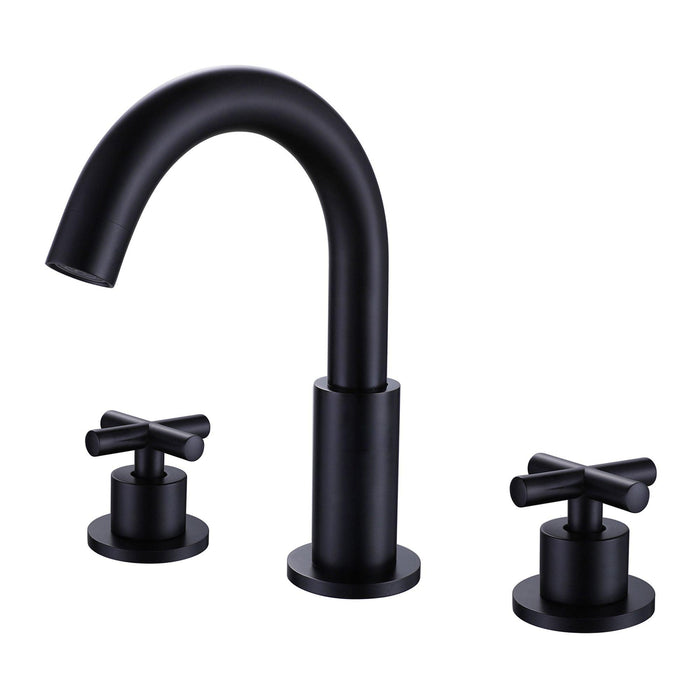 Parrot Uncle Matte Black 2-handle Widespread WaterSense High-arc Bathroom Sink Faucet - ParrotUncle